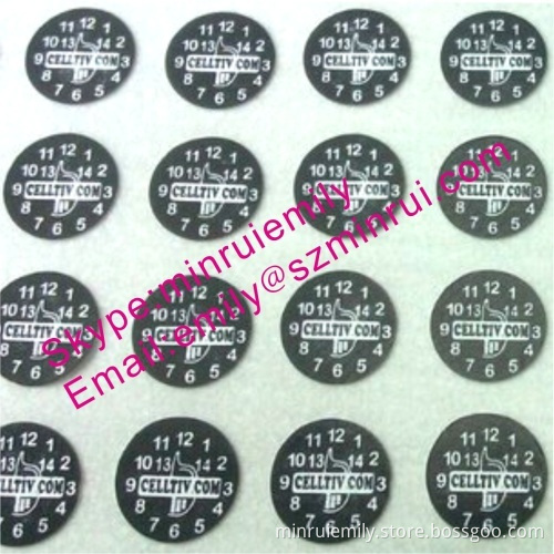Custom Black Round Warranty Stickers With Your Logo,custom Circle Brittle Eggshell Stickers,custom Warranty Labels 